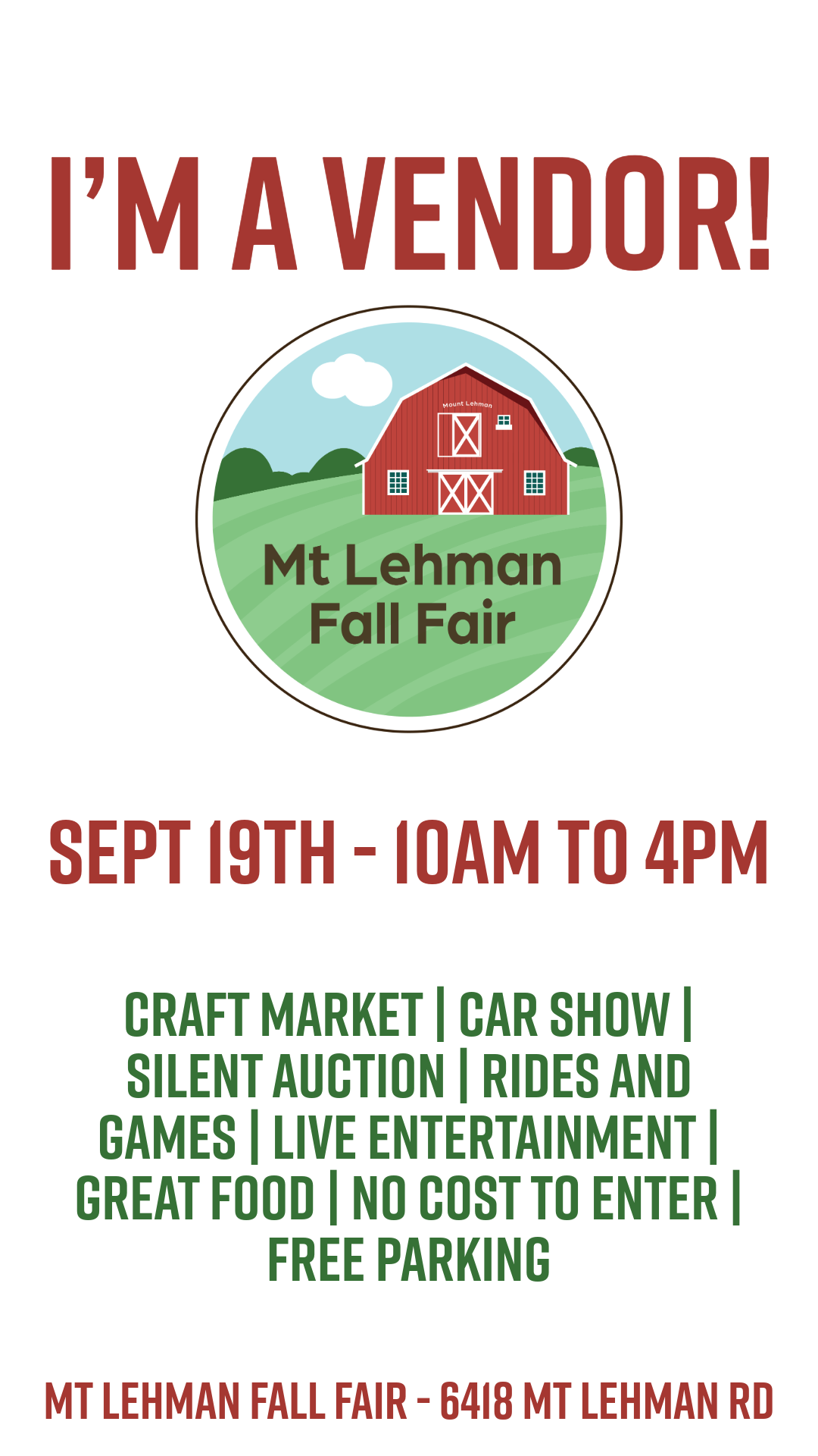 🍂 Mt. Lehman Fall Fair is tomorrow! 🍂