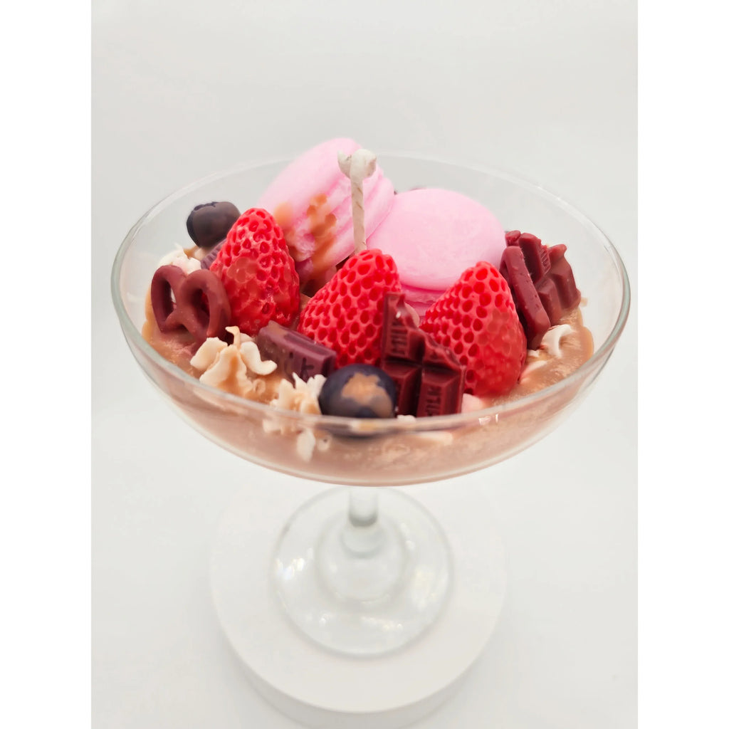 Chocolate_Dessert_Candle_-_Cute_Macaron_Berry_Decor_-_Aesthetic_Handmade_Gift.  Artisan Candles Hand poured in Fraser Valley BC.  